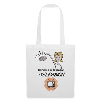 Je lave mon cerveau avec la télévision - Sac en tissu - blanc - Devant
