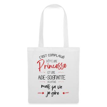 T-shirt Princesse Aide Soignante - cadeau drôle - Sac en tissu - blanc - Devant