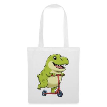 mignon Dino T-Rex scooter scooter dessin animé enfants - Sac en tissu - blanc - Devant
