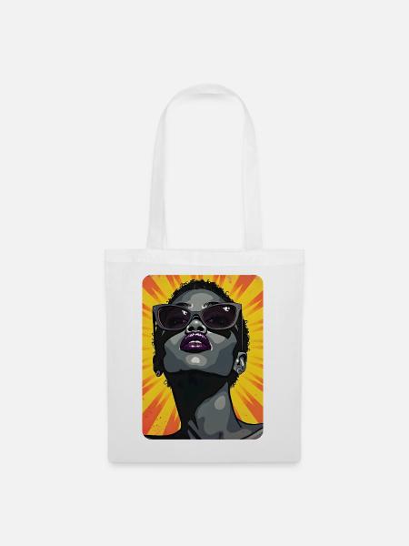 Schwarze Frau Pop Art Design - Stoffbeutel - Weiß