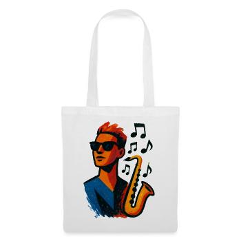 Saxophon – Jazz – Musik - Stoffbeutel - Weiß - Vorne