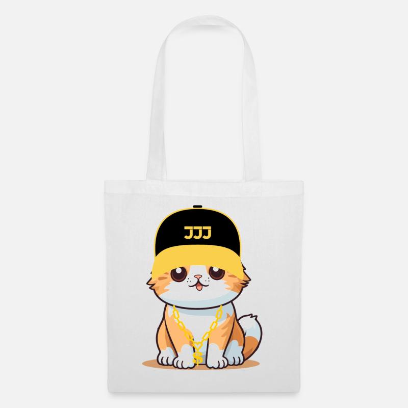 Swag-Katze – coole Katze - Stoffbeutel - Weiß