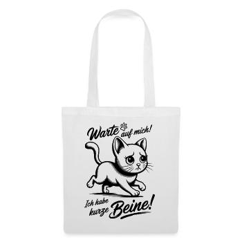 Attends-moi, j’ai les jambes courtes - Petit chat - Sac en tissu - blanc - Devant