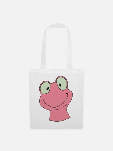 Lächelnder Pinker Frosch Cartoon - Stoffbeutel - Weiß