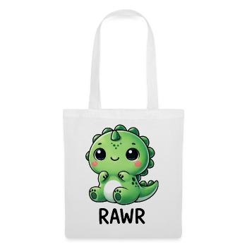 Mignon Dino T-Rex Dinosaure Cartoon Chibi Roar - Sac en tissu - blanc - Devant