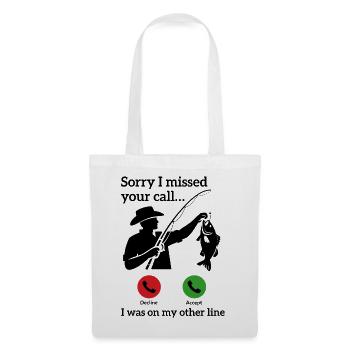 Angeln Ruft Retro Vintage Angler Spruch Design - Stoffbeutel - Weiß - Vorne