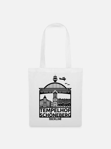 Berlin Tempelhof Schöneberg Wahrzeichen Silhouette - Stoffbeutel - Weiß