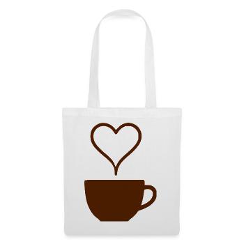 Kaffee Herz Geschenk Kaffeetrinker - Stoffbeutel - Weiß - Vorne