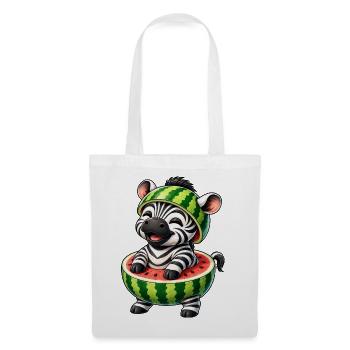 Zebra Wassermelone Lustiger Cartoon - Stoffbeutel - Weiß - Vorne