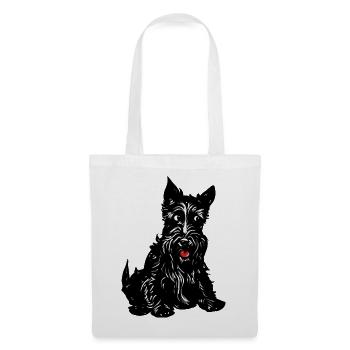 Monochrome Terrier-Linienkunst - Stoffbeutel - Weiß - Vorne
