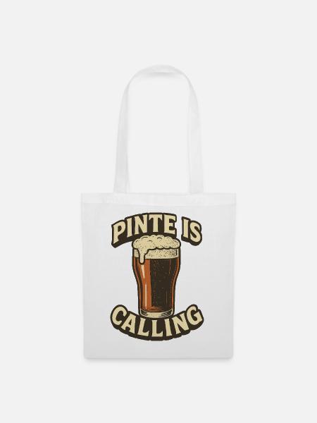 Pinte Is Calling - Bierglas Retro - Stoffbeutel - Weiß