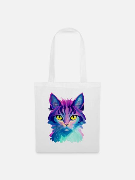 Katze Bunt - Stoffbeutel - Weiß