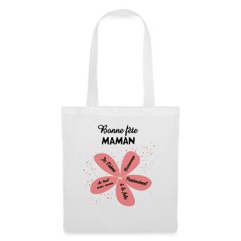 bonne-fete-maman (2 couleurs modifiables) - Sac en tissu - blanc - Devant