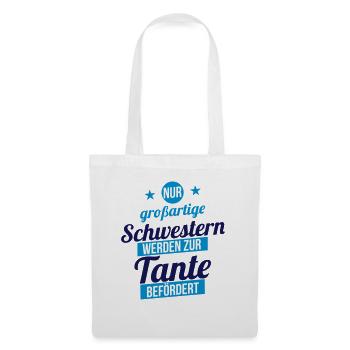 Schwester wird Tante Geschenk für Tante - Stoffbeutel - Weiß - Vorne