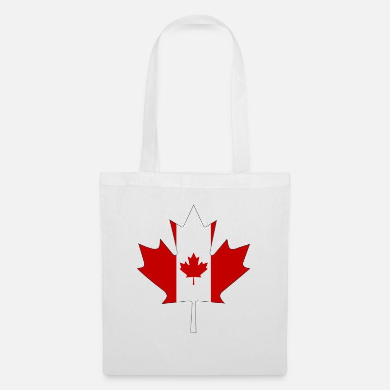 Canada flag as maple leaf with black frame - Tote Bag - white