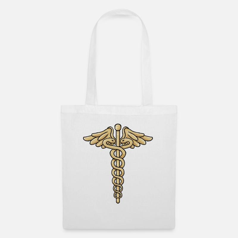 Caduceus, Stab des Hermes - Stoffbeutel - Weiß