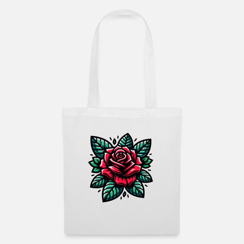 Tattoo Rose - Stoffbeutel - Weiß