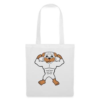 Chien Bodybuilder Muscles forts Gym Haltérophilie - Sac en tissu - blanc - Devant