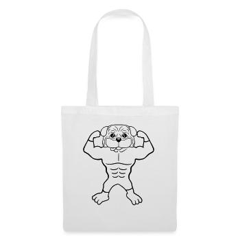 Chien Bodybuilder Muscles forts Gym Haltérophilie - Sac en tissu - blanc - Devant