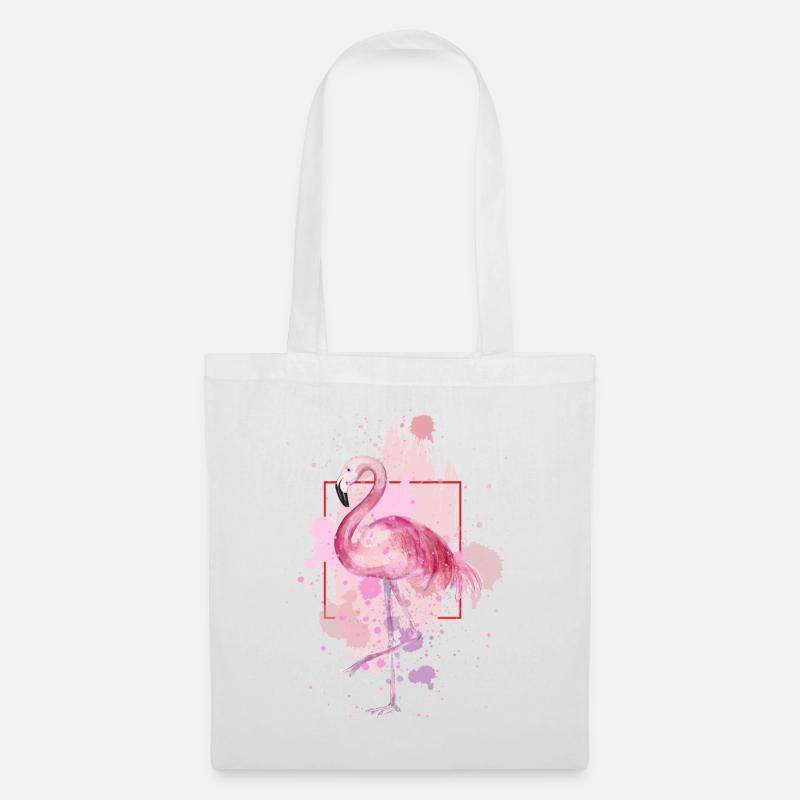 Flamingo Vogel Exotisch Sommer Splash Rosa Pink - Stoffbeutel - Weiß