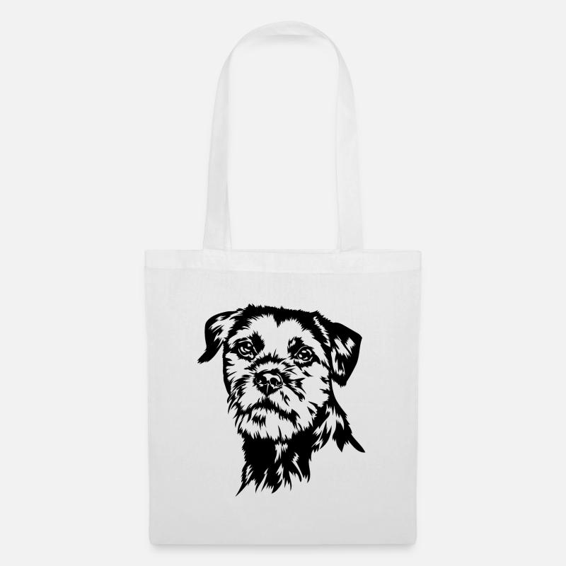 BORDER TERRIER Hundeportrait Hund Hunde Wilsigns - Stoffbeutel - Weiß