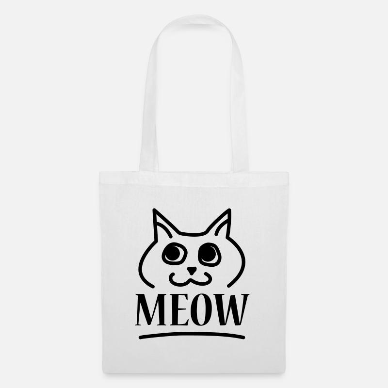 Meow Miau Katz Cat - Stoffbeutel - Weiß
