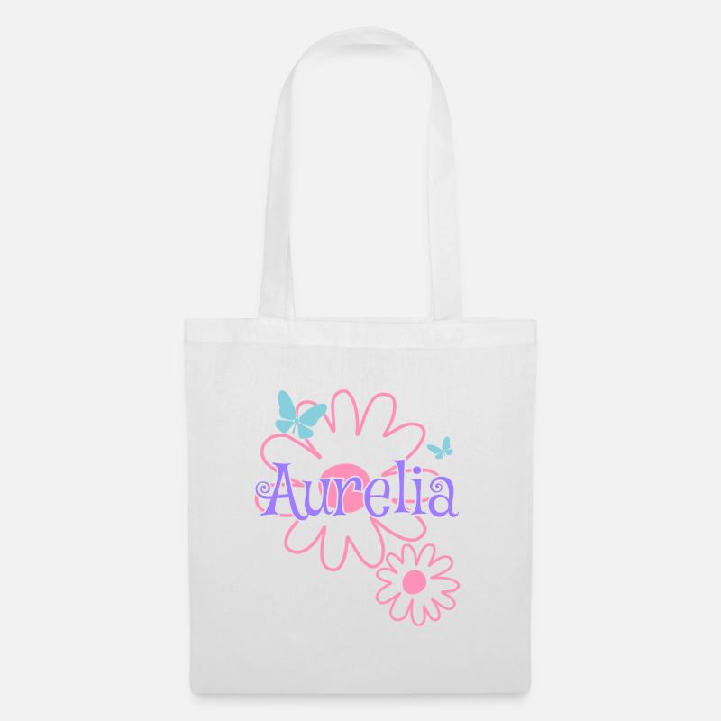 Aurelia Name Mädchenname Gänseblümchen - Stoffbeutel - Weiß