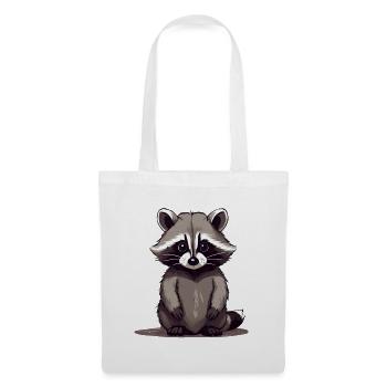 Waschbär sitzend - Stoffbeutel - Weiß - Vorne