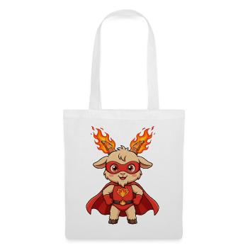 Superheld Feuer Ziege - Super Goat mit Cape - Stoffbeutel - Weiß - Vorne