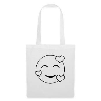 Emoji amoureux croquis noir - Sac en tissu - blanc - Devant