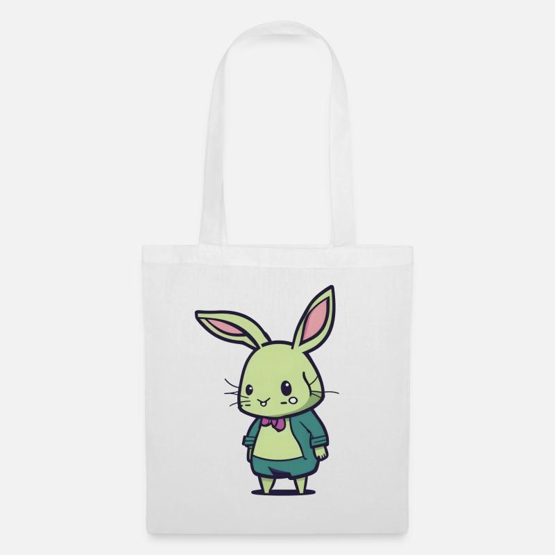 Lapin vert - Sac en tissu - blanc
