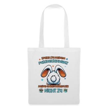 Ostern Osterhase von hinten Ostereier suchen Hasen - Stoffbeutel - Weiß - Vorne