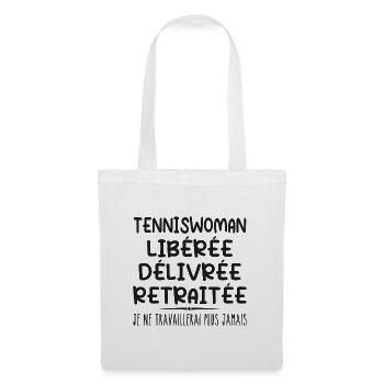 Tennisfrau feiert ihren Ruhestand mit Humor Geschenk - Stoffbeutel - Weiß - Vorne
