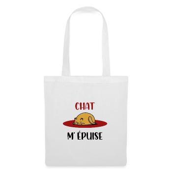 chat m'épuise - Sac en tissu - blanc - Devant
