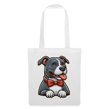 Pitbull portant un noeud papillon - Sac en tissu - blanc - Devant