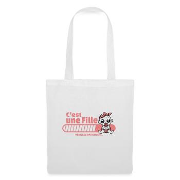 annonce grossesse - c'est une fille - Sac en tissu - blanc - Devant