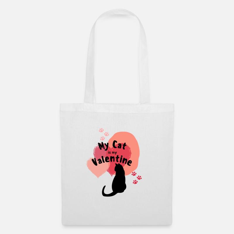 Meine Katze ist mein Valentinstag - Stoffbeutel - Weiß