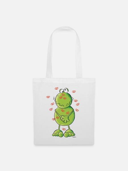 Knutsch Frosch - Stoffbeutel - Weiß