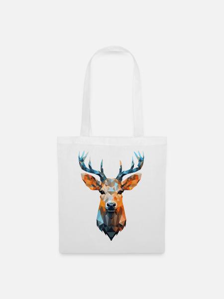 Hirsch Reh Polygon Rehe Hirsche - Stoffbeutel - Weiß