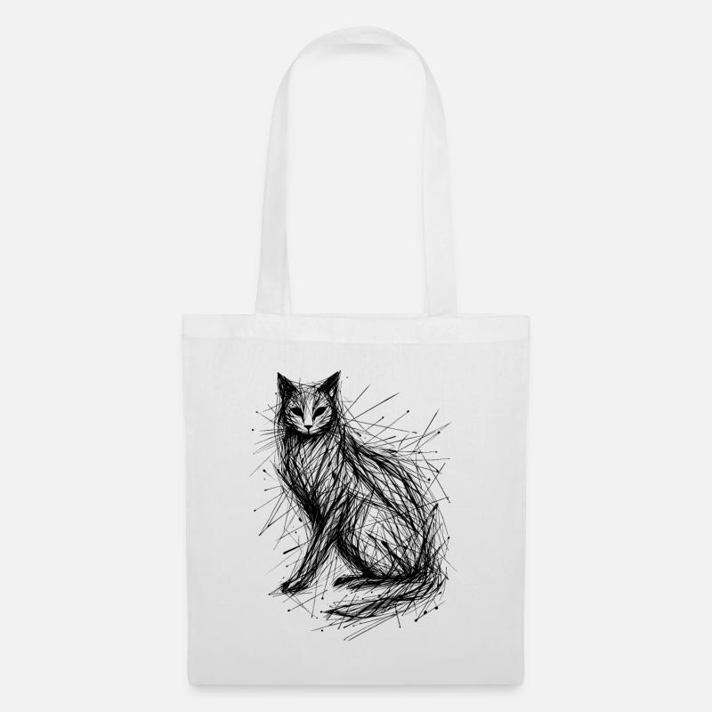 Cat Sketch Abstract - Tote Bag - white