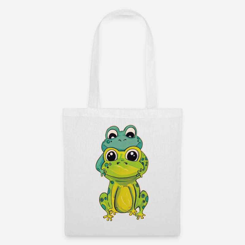 Zwei Froschfreunde - Stoffbeutel - Weiß