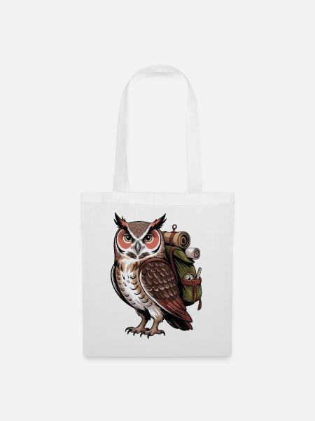 Uhu mit Rucksack - Stoffbeutel - Weiß