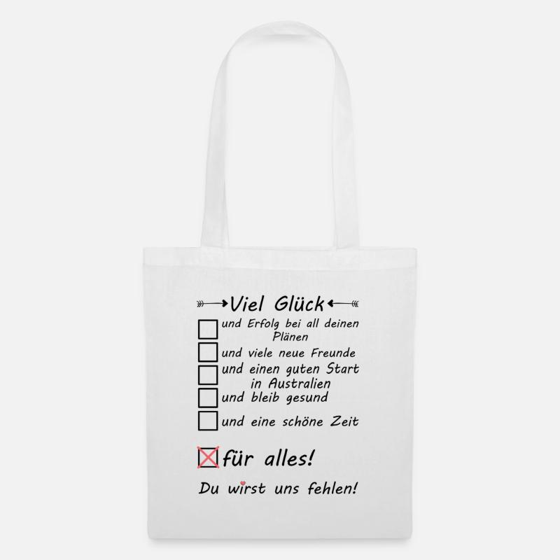 Jemanden der nach Australien geht Viel Glück - Stoffbeutel - Weiß