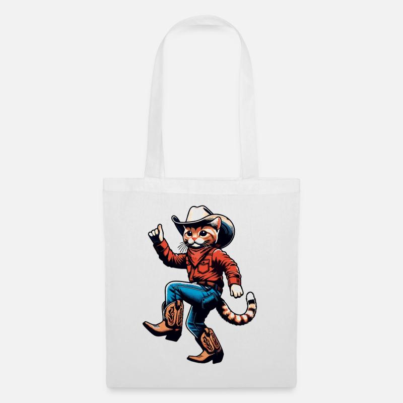 Katze Cowboy Abenteuer - Stoffbeutel - Weiß