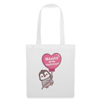 Cute Penguin Heart Balloon Waddle Be My Valentine - Tote Bag - white - Front