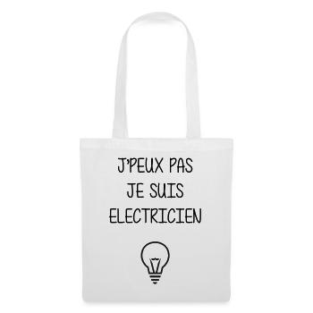 J'peux Pas Je Suis Électricien : Tension Maximale - Sac en tissu - blanc - Devant