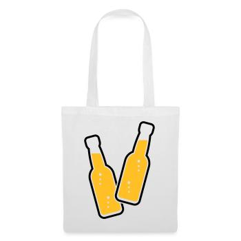 2 Flaschen Stoßen An (Bier / Limonade / POS 2C) - Stoffbeutel - Weiß - Vorne