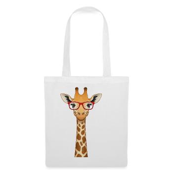 Funny Giraffe with Red Glasses T-Shirt Cute Animal - Tote Bag - white - Front
