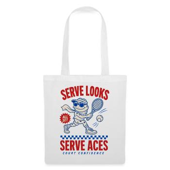 Serve Looks Serve Aces – Cooler Tennisfrosch - Stoffbeutel - Weiß - Vorne
