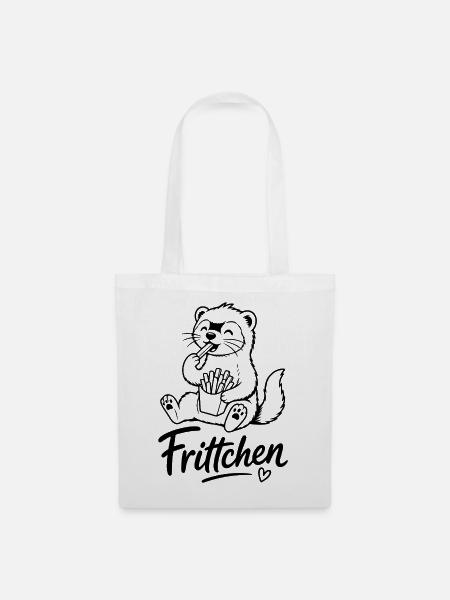 Frittchen Frettchen Fritten - Stoffbeutel - Weiß